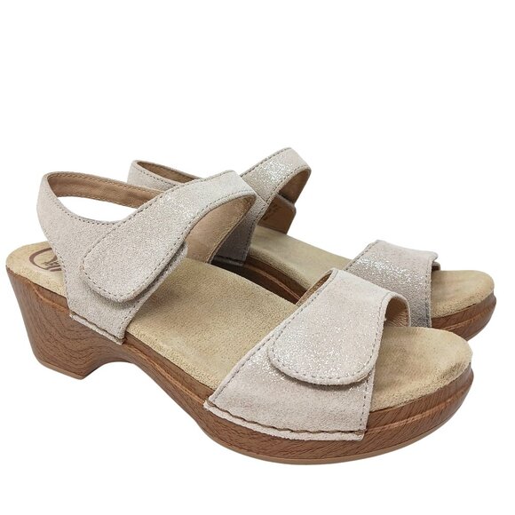 Dansko Sonnet Sandals Size 39 Platform Glitter Adjustable Straps - Picture 2 of 13